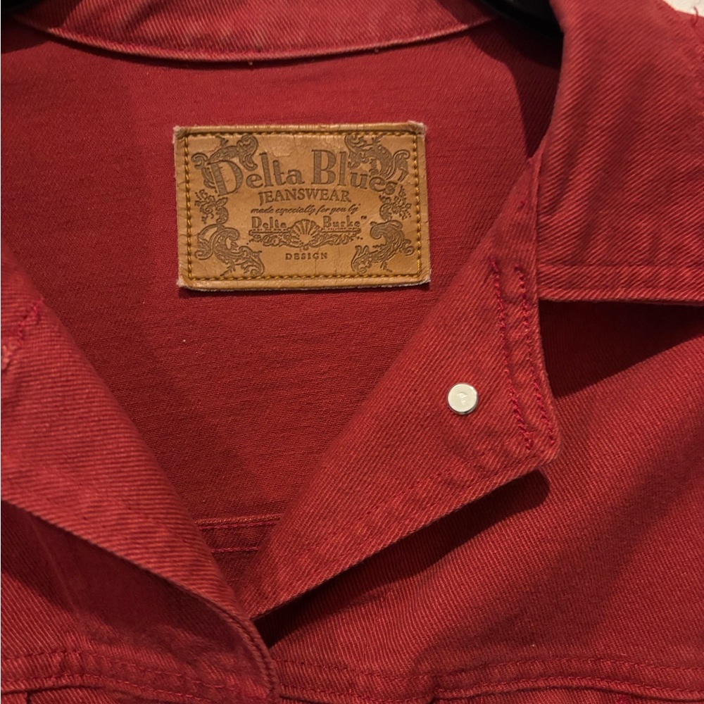 Women’s 2X Red Denim Jacket - Picture 6 of 7